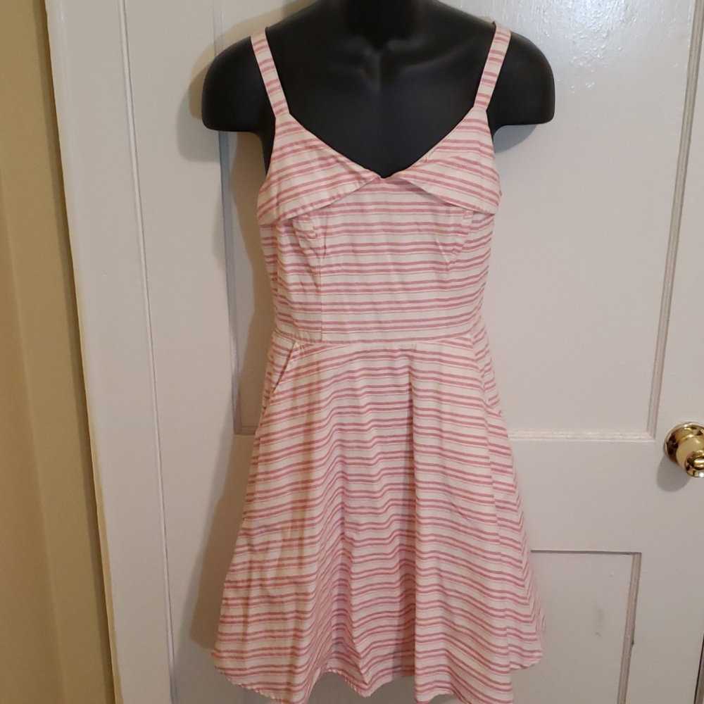 Jun & Ivy blush and white striped skater dress